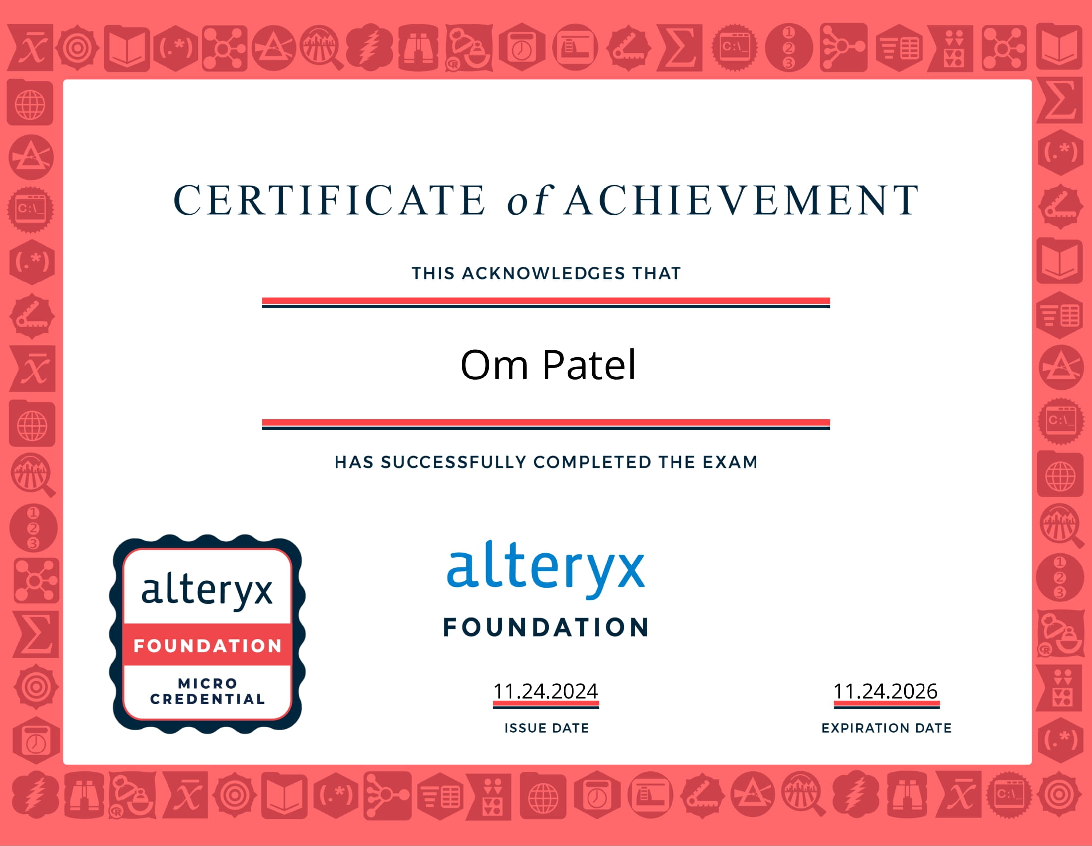 Alteryx Micro Credential Certificate
